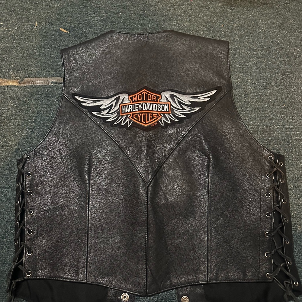Harley-Davidson Black Leather Vest with Logo